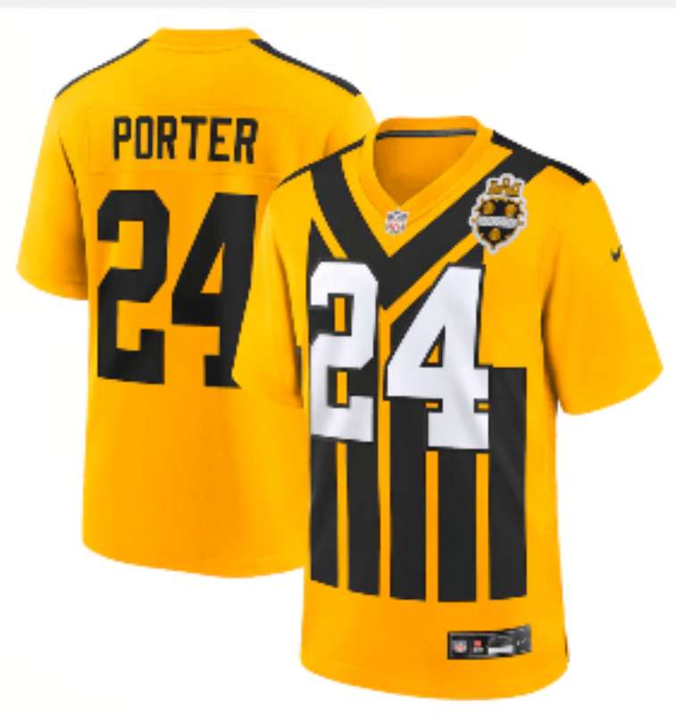Men Pittsburgh Steelers 24 Porter Yellow Retro 2025 Nike Limited NFL Jersey style 009